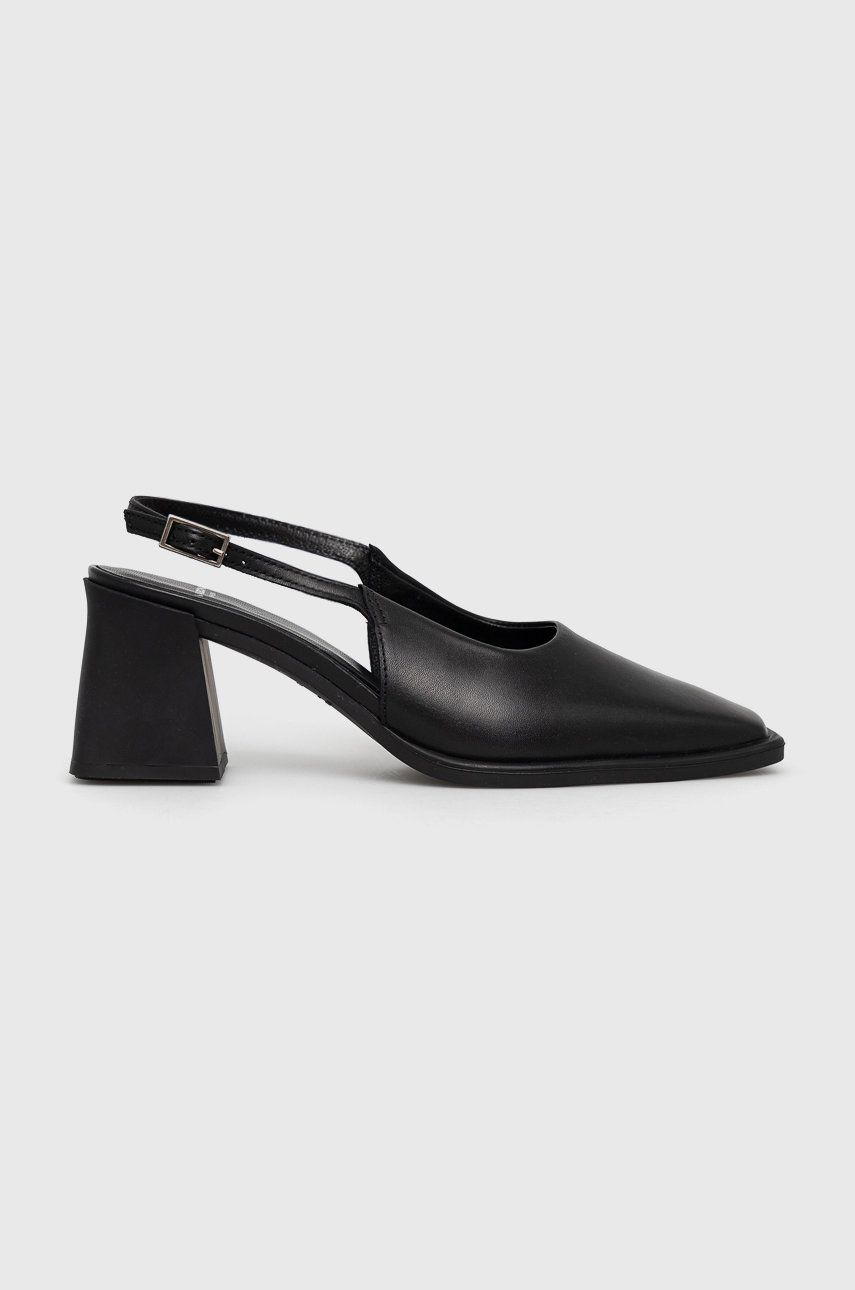 Vagabond pantofi de piele Hedda culoarea negru, cu toc drept, cu toc deschis imagine reduceri black friday 2021 answear.ro