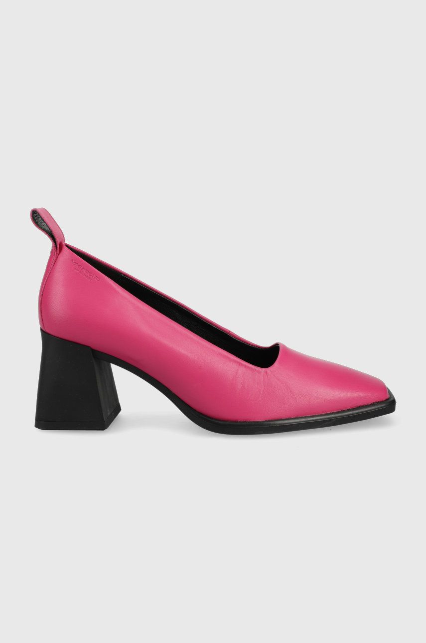 Vagabond pantofi de piele Hedda culoarea roz, cu toc drept imagine reduceri black friday 2021 answear.ro