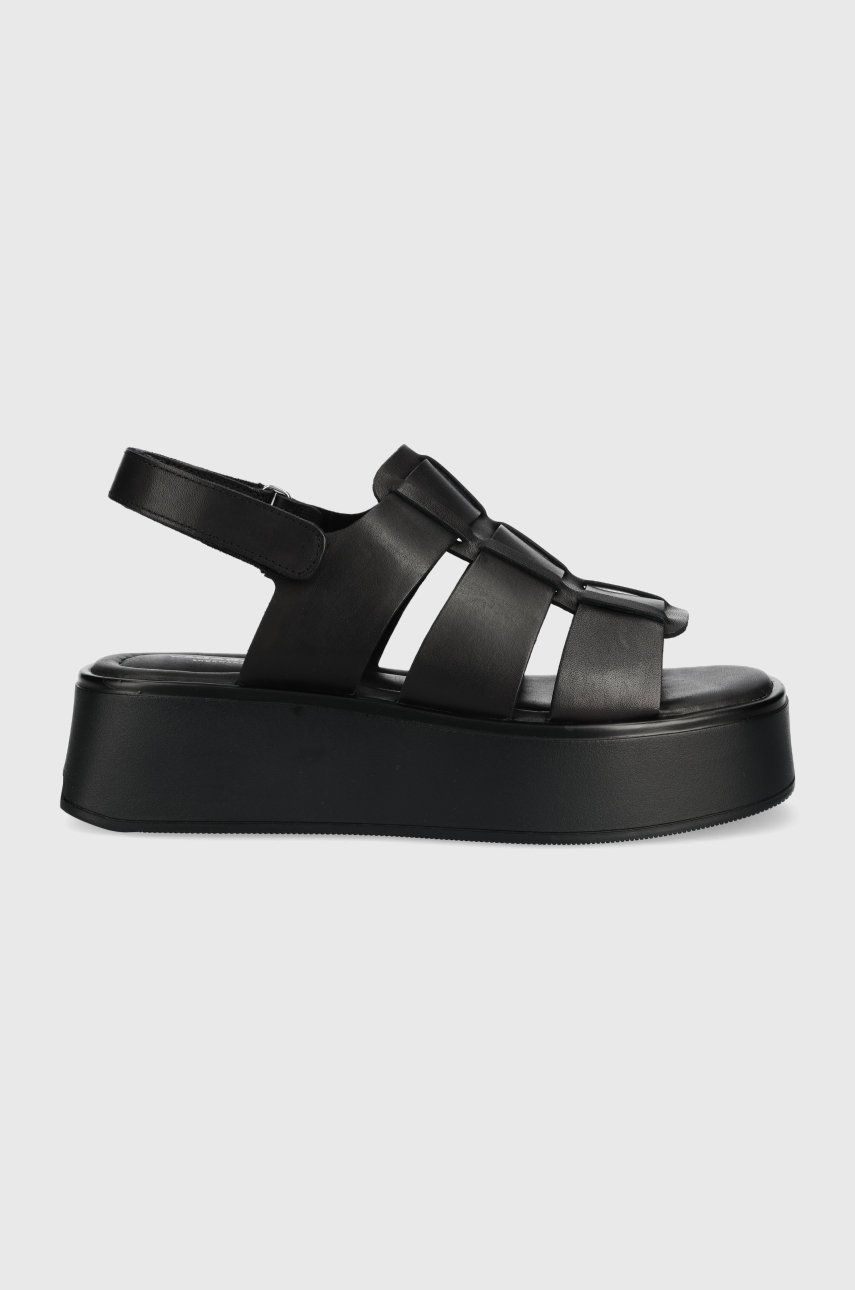 Levně Kožené sandály Vagabond Shoemakers Courtney dámské, černá barva, na platformě