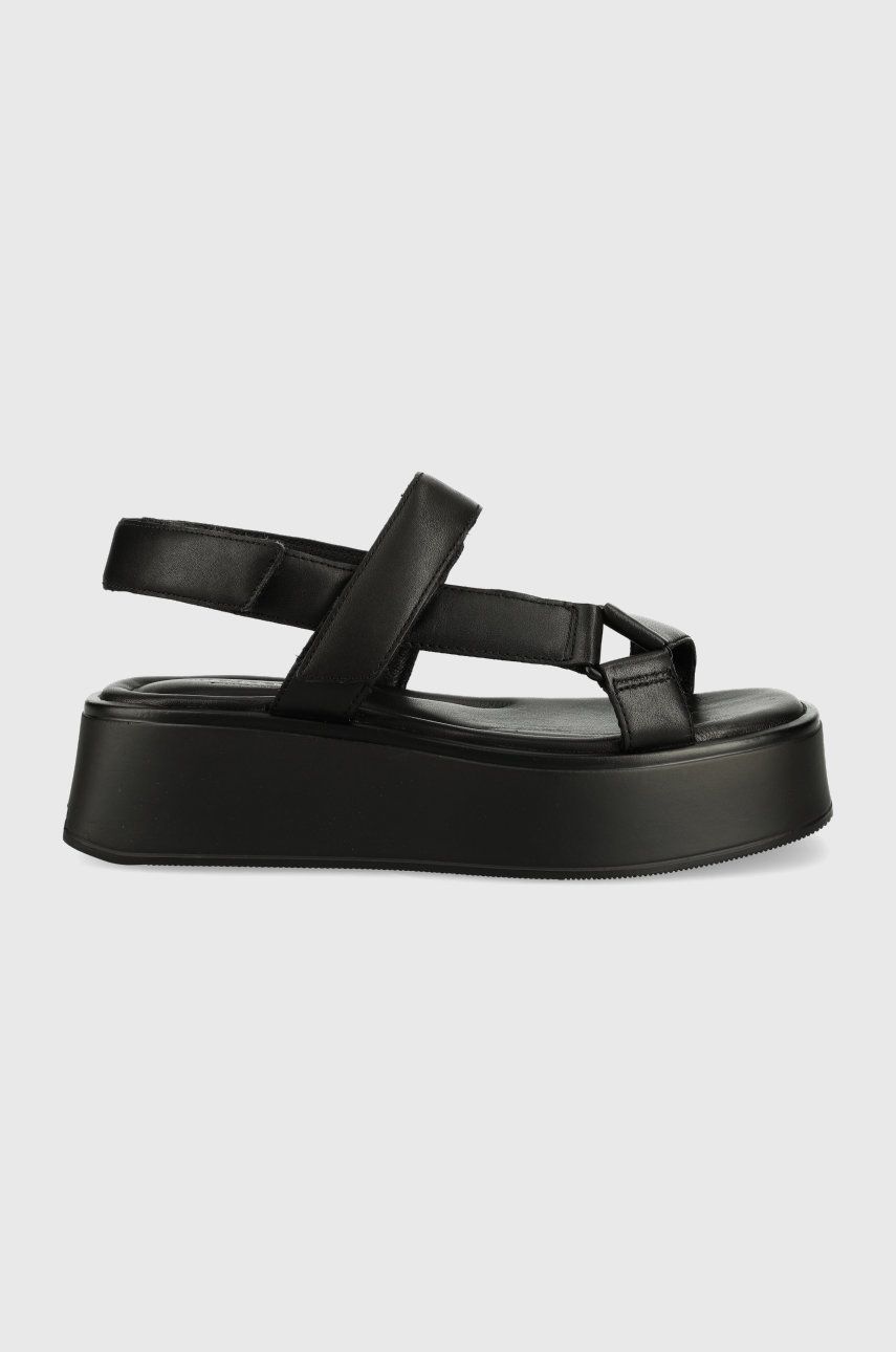 Vagabond sandały skórzane COURTNEY damskie kolor czarny na platformie