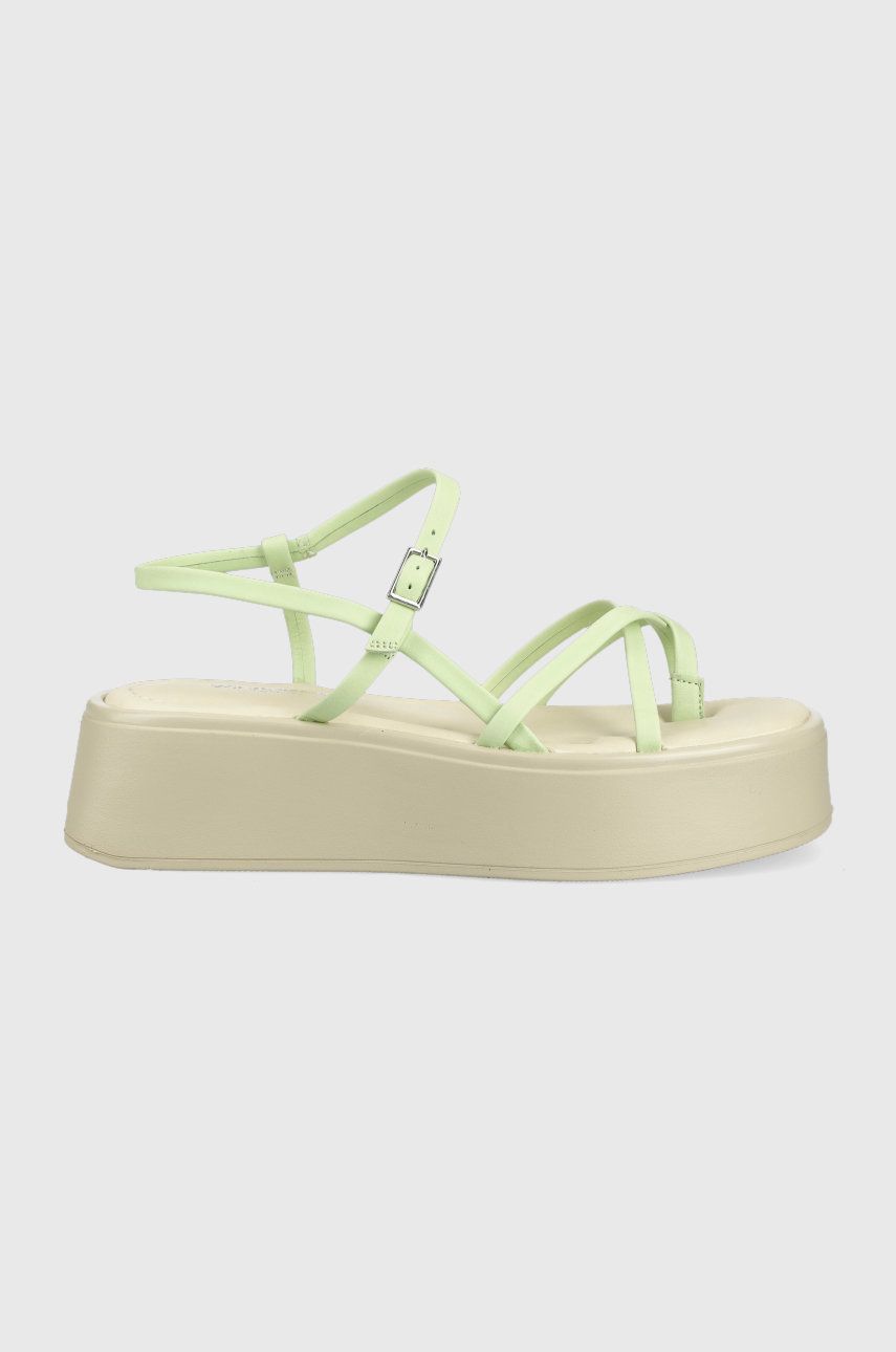 Levně Kožené sandály Vagabond Shoemakers Courtney dámské, zelená barva, na platformě