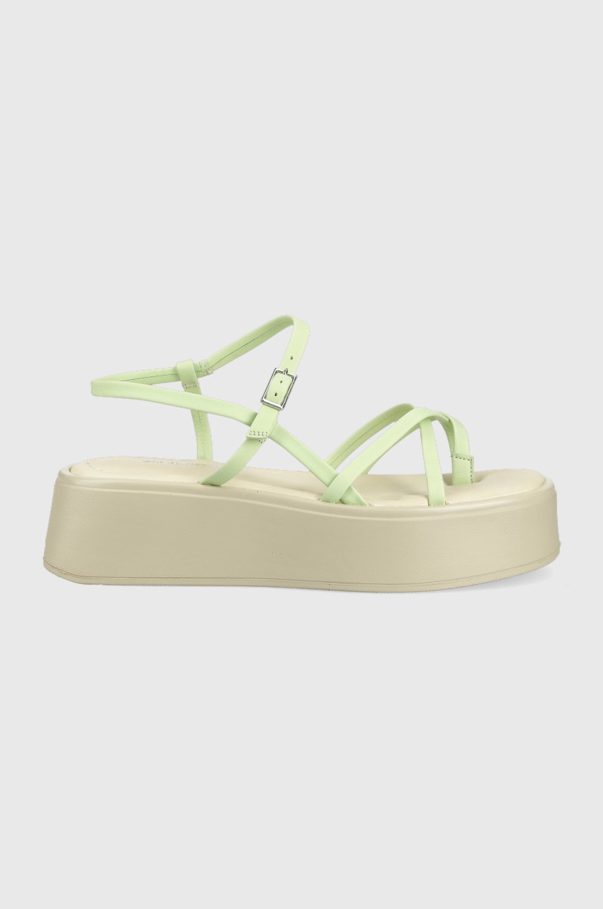 Vagabond Shoemakers Sandale De Piele Courtney Femei, Culoarea Verde, Cu Platforma