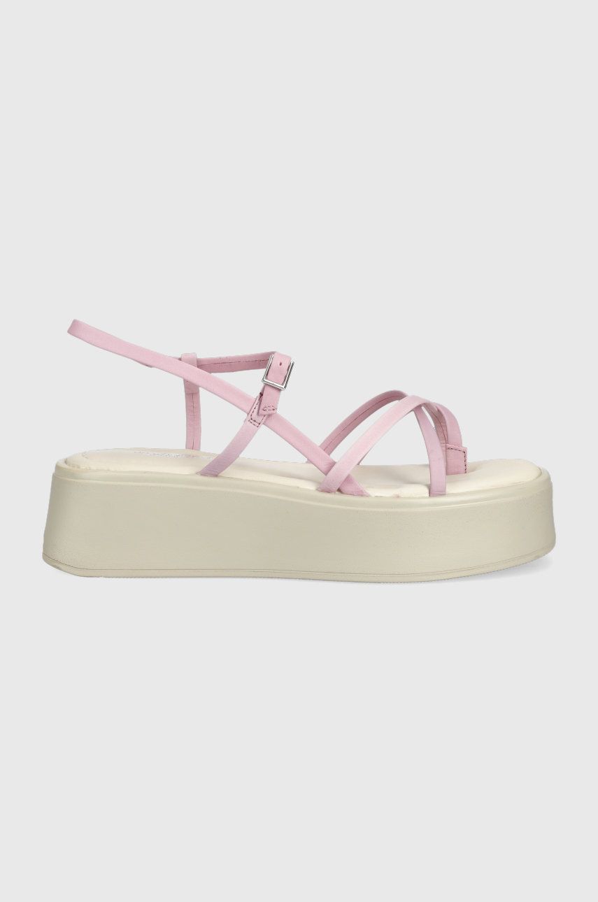 Vagabond sandały skórzane COURTNEY damskie kolor różowy na platformie