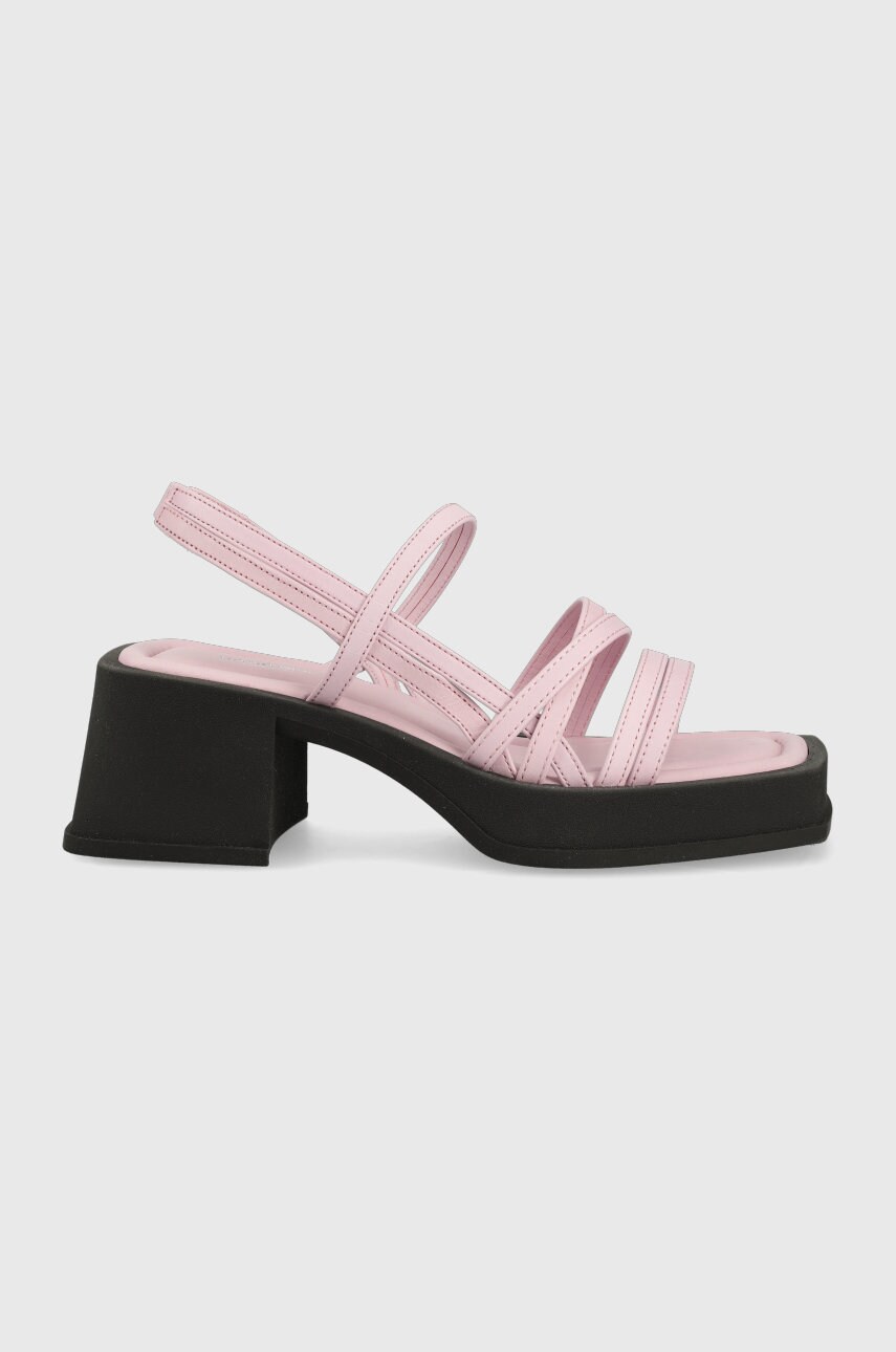 Vagabond sandale de piele hennie culoarea roz