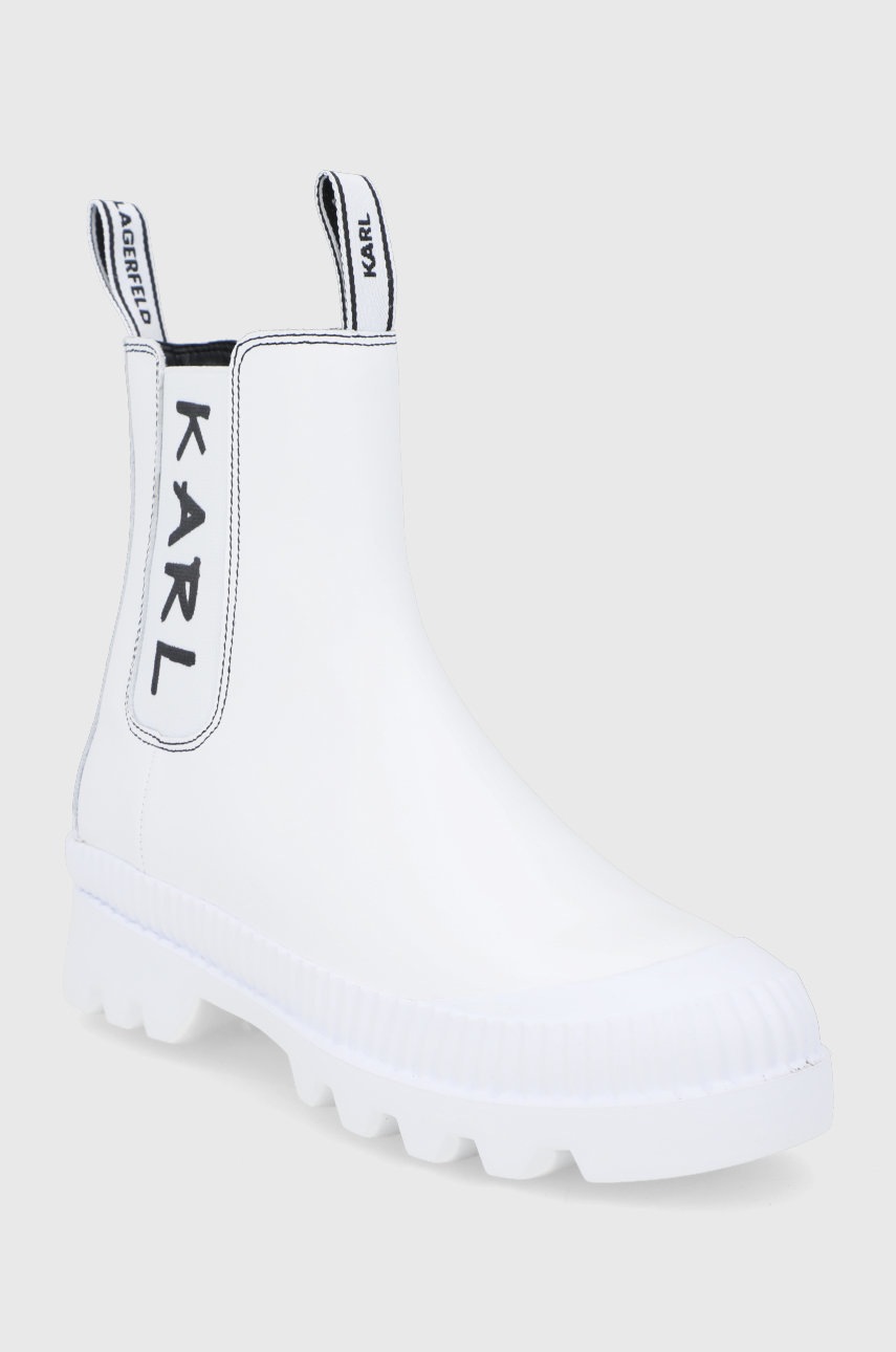 

Кожаные полусапоги Karl Lagerfeld Trekka Ii женское цвет белый на платформе