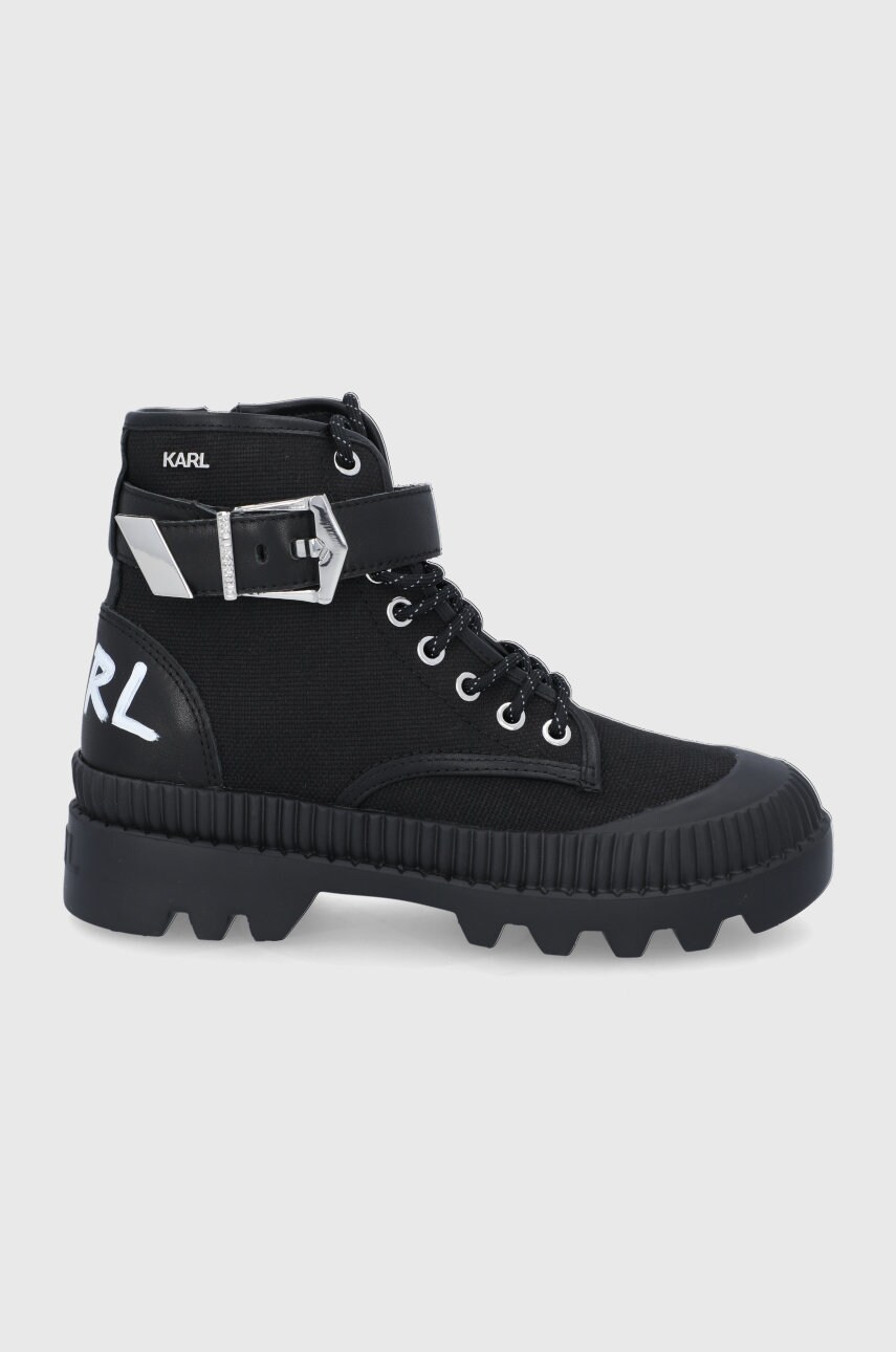 Karl lagerfeld botine trekka ii femei, culoarea negru, cu platforma