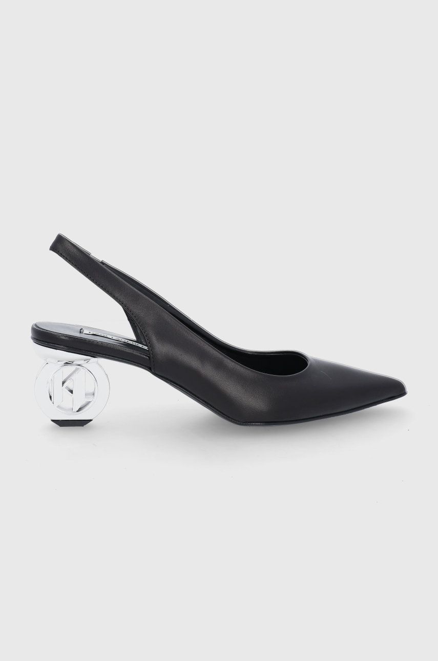 Karl Lagerfeld pantofi de piele Amulet culoarea negru, cu toc drept, cu toc deschis answear.ro imagine 2022 13clothing.ro