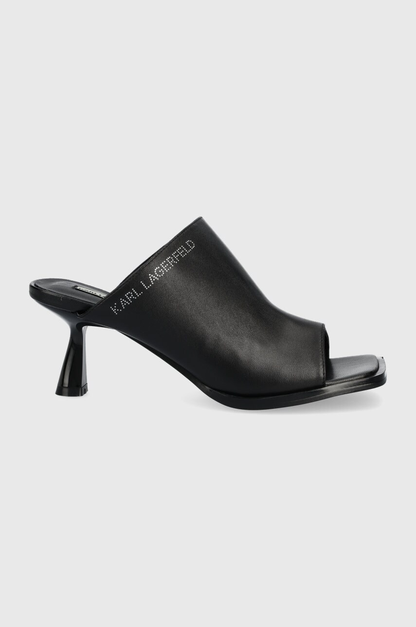 Karl lagerfeld slapi de piele panache femei, culoarea negru, cu toc cui