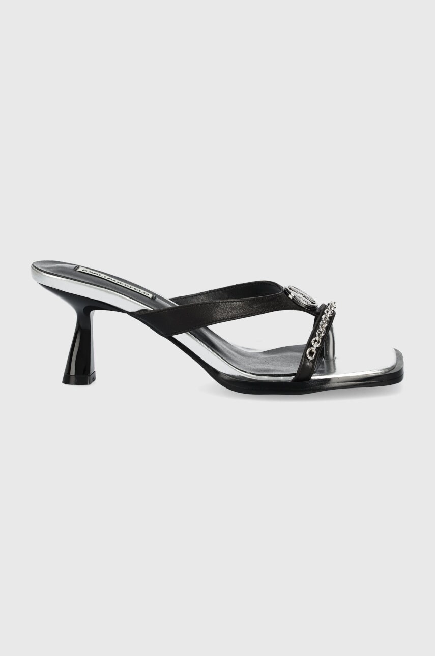 Karl lagerfeld slapi de piele panache femei, culoarea negru, cu toc drept