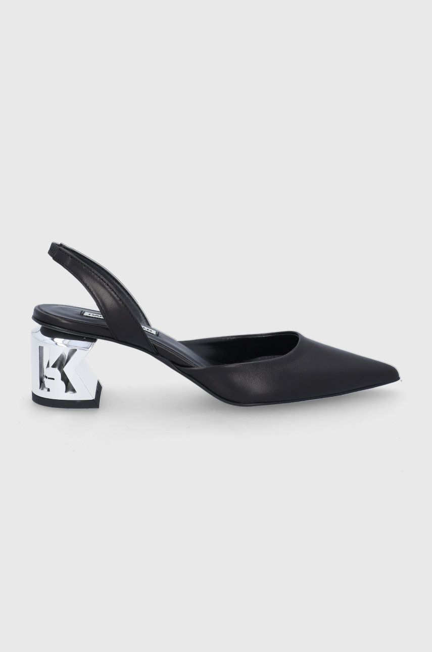 Karl Lagerfeld pantofi de piele K-blok culoarea negru, cu toc drept, cu toc deschis answear.ro imagine 2022 13clothing.ro