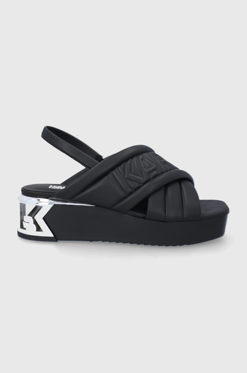 

Сандали Karl Lagerfeld K-blok Wedge дамски в черно с платформа, Черен