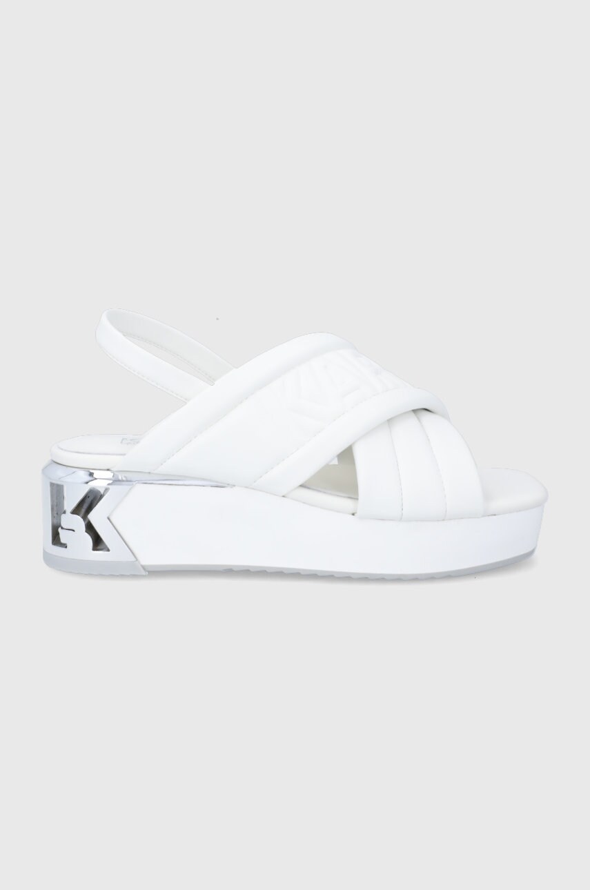 Karl lagerfeld sandale k-blok wedge femei, culoarea alb, cu platforma