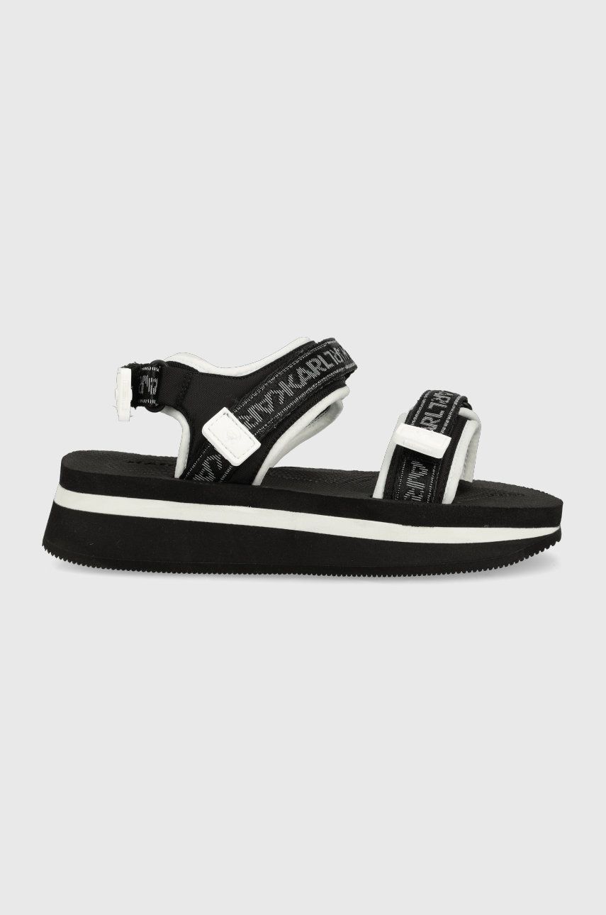 Sandály Karl Lagerfeld VELOCITA WEDGE KC dámské, černá barva, na platformě, KL81905 - černá -  