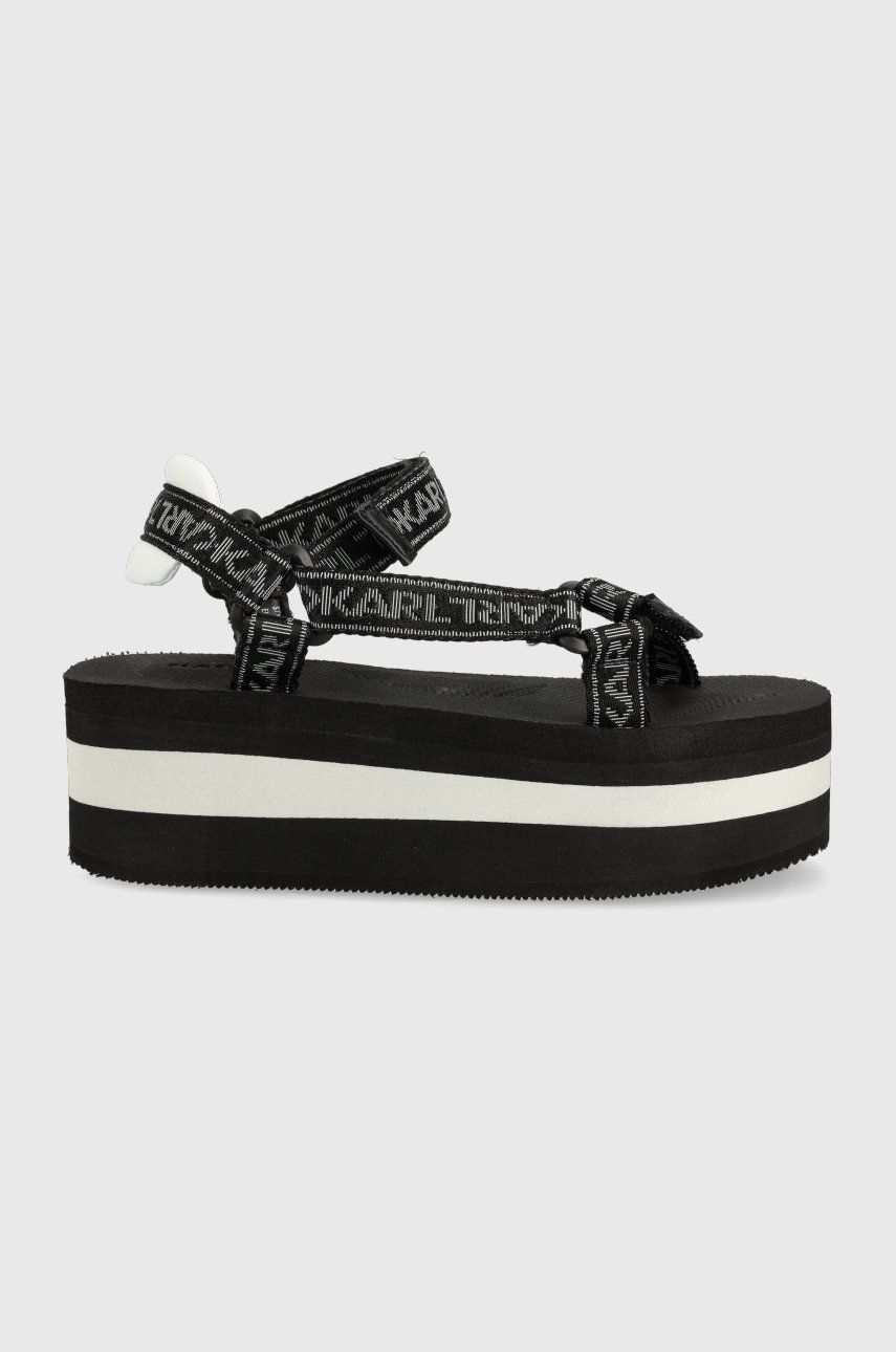 Karl Lagerfeld sandale Velocita Hi Wedge femei, culoarea negru, cu platforma Answear 2023-06-09