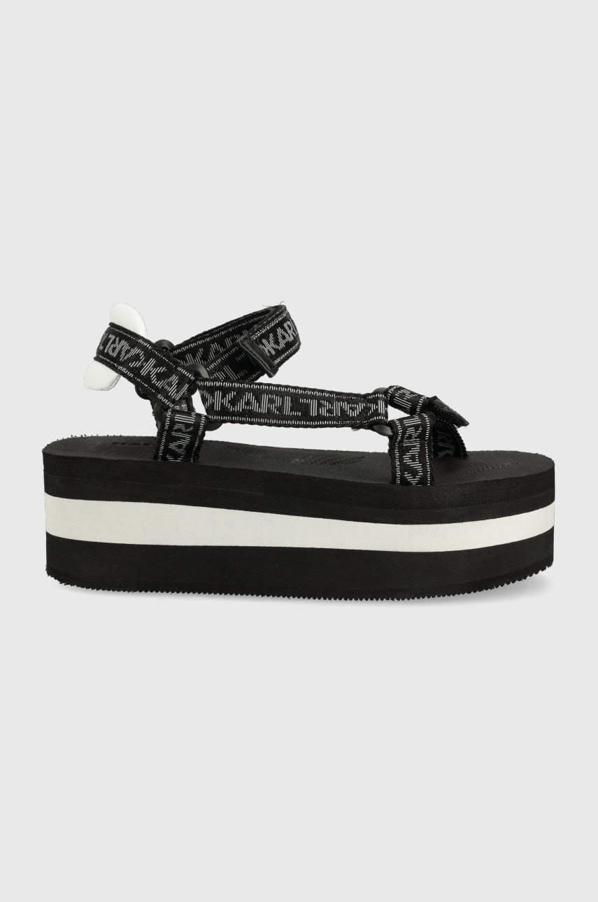 Karl Lagerfeld Sandale Velocita Hi Wedge Femei, Culoarea Negru, Cu Platforma Kl82900