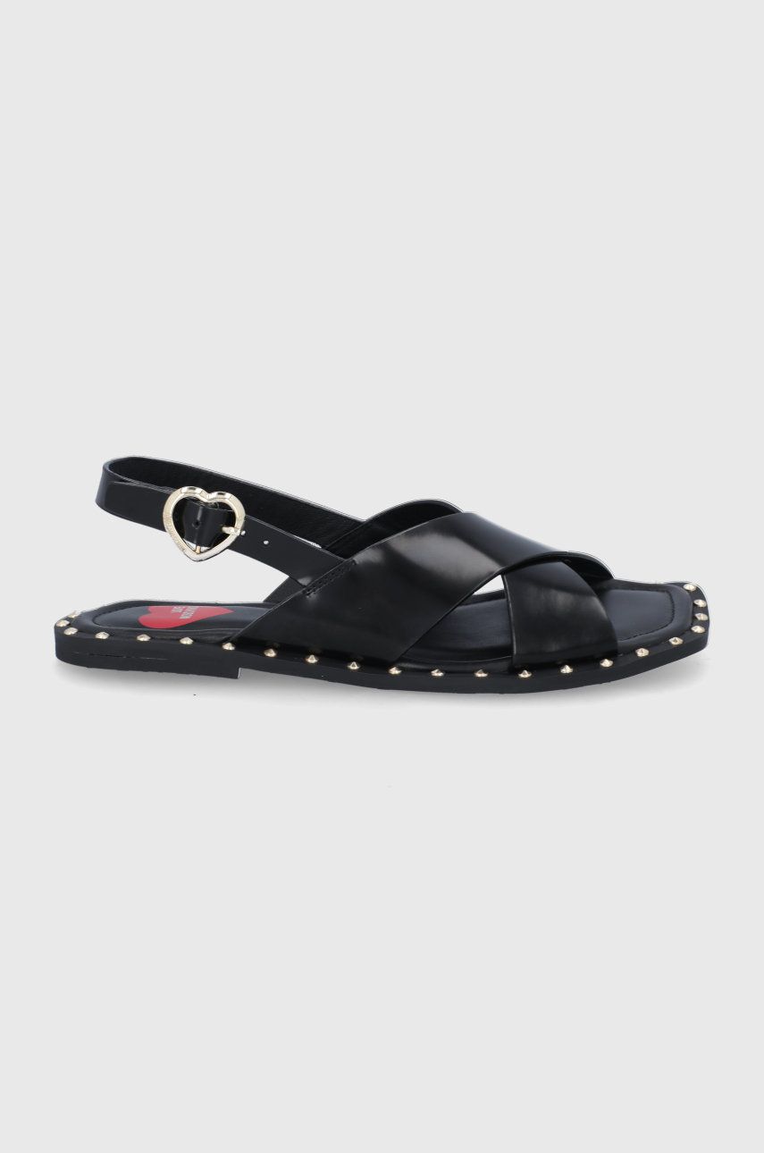 Love Moschino sandale de piele femei, culoarea negru answear.ro imagine promotii 2022