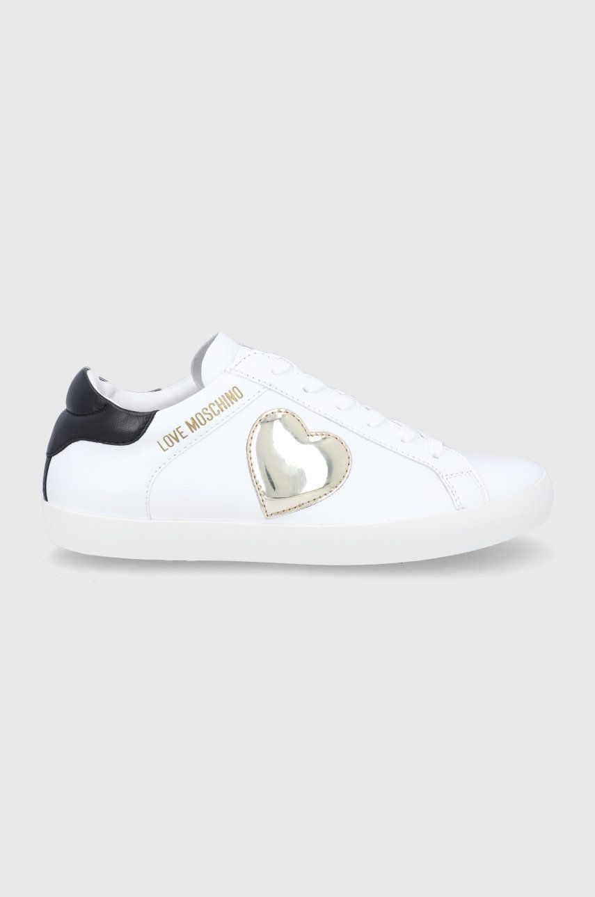 Love Moschino buty kolor biały na płaskim obcasie