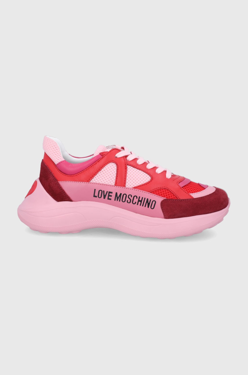 Love Moschino ghete de piele culoarea roz