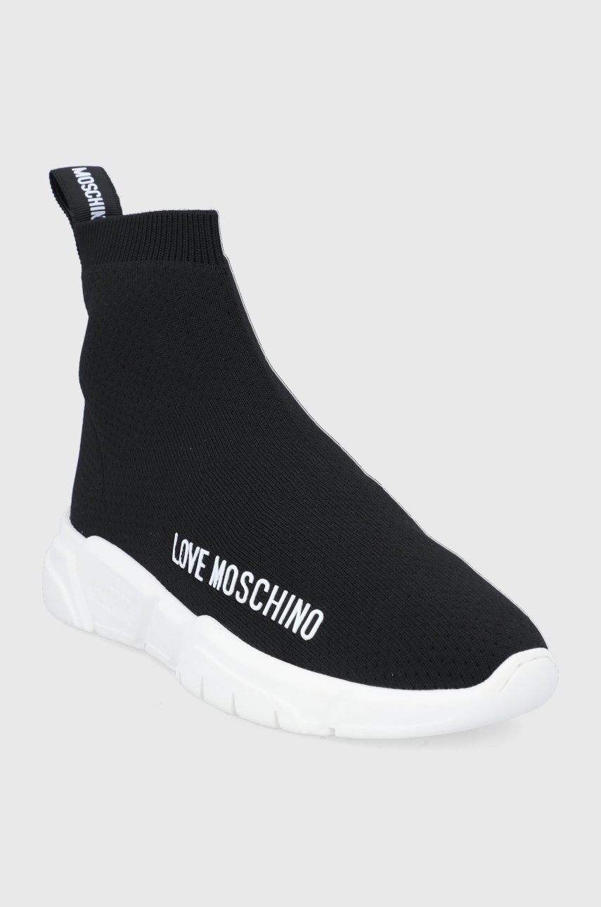 

Черевики Love Moschino колір чорний на плоскому ходу