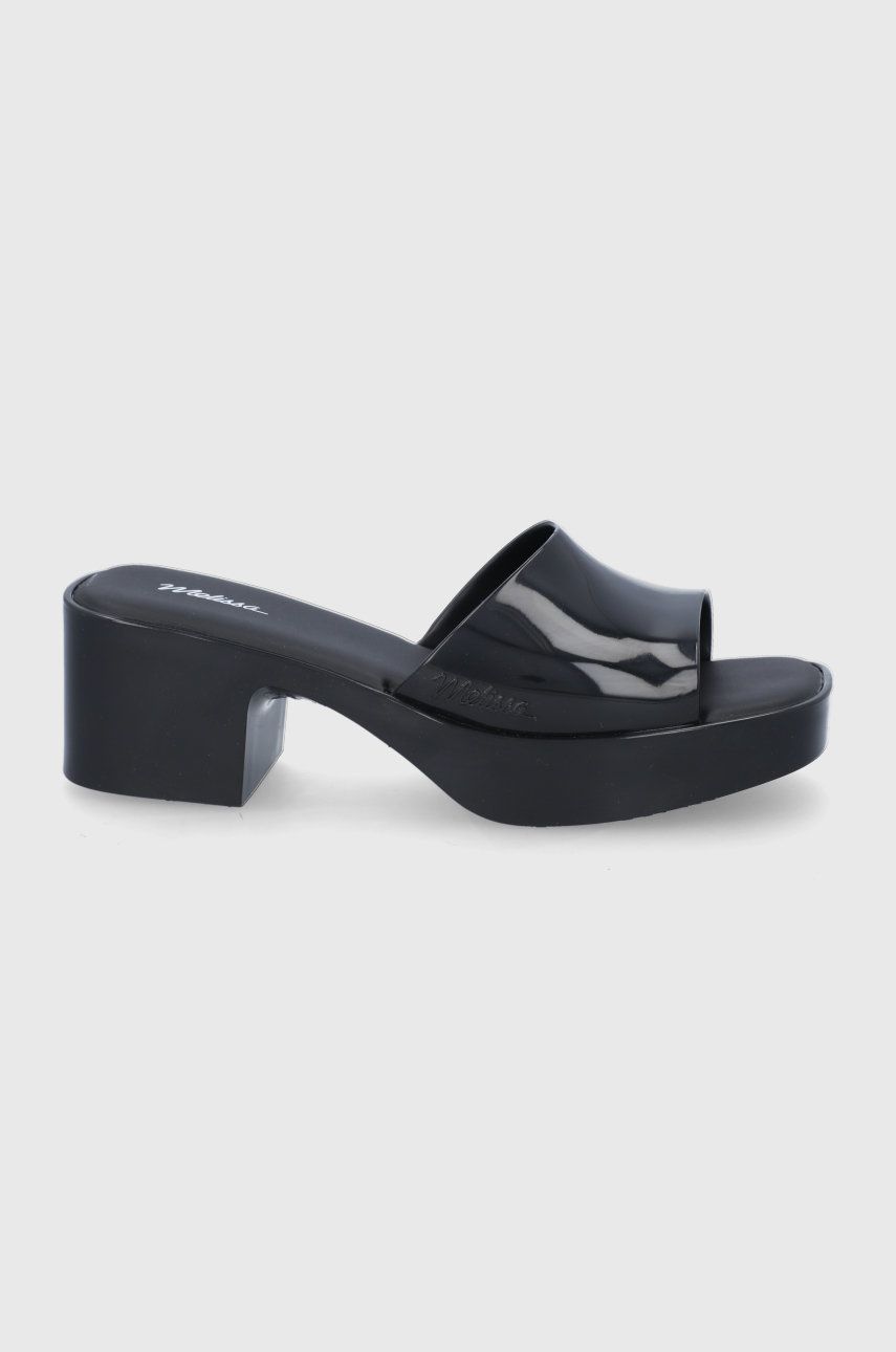 Pantofle Melissa dámské, černá barva, na podpatku - černá -  Svršek: Umělá hmota Vnitřek: 