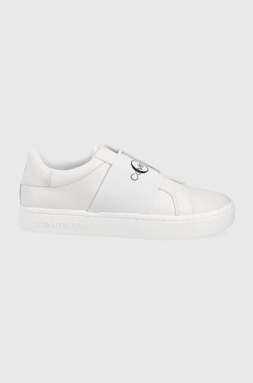 Calvin Klein Jeans buty skórzane kolor biały
