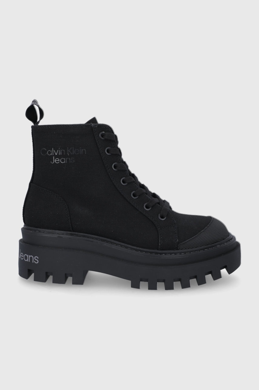 

Високи кецове Calvin Klein Jeans дамско в черно, Черен