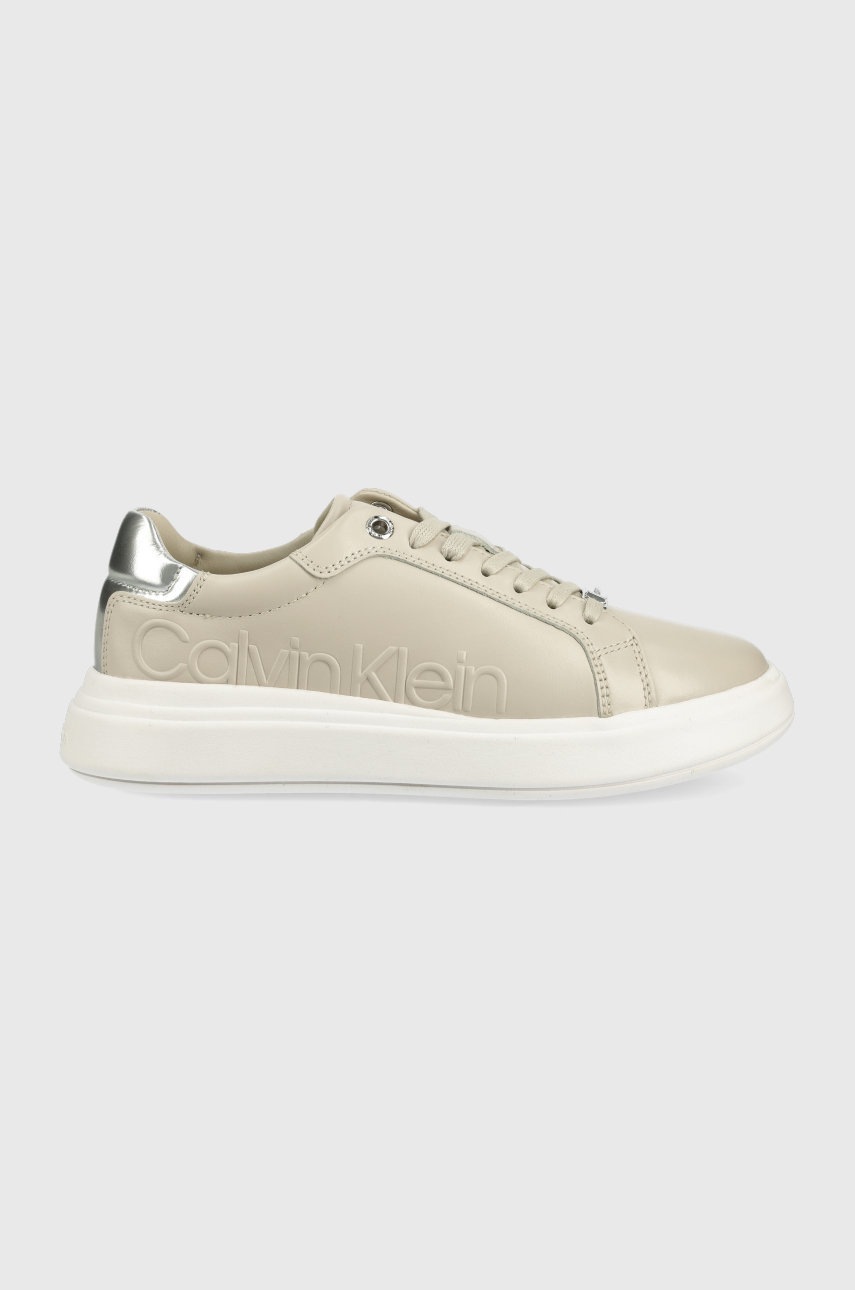 

Кожени маратонки Calvin Klein в сиво, Сив