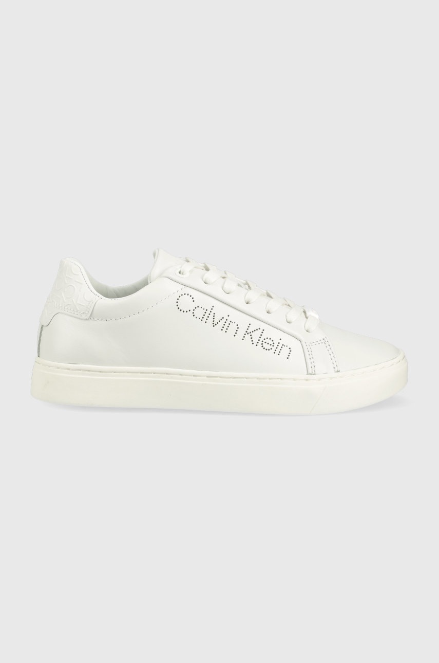 

Кожени маратонки Calvin Klein в бяло, Бял