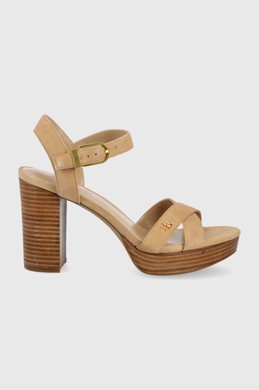 

Сандали от велур Lauren Ralph Lauren Fenton в бежово 802799412007, Бежов