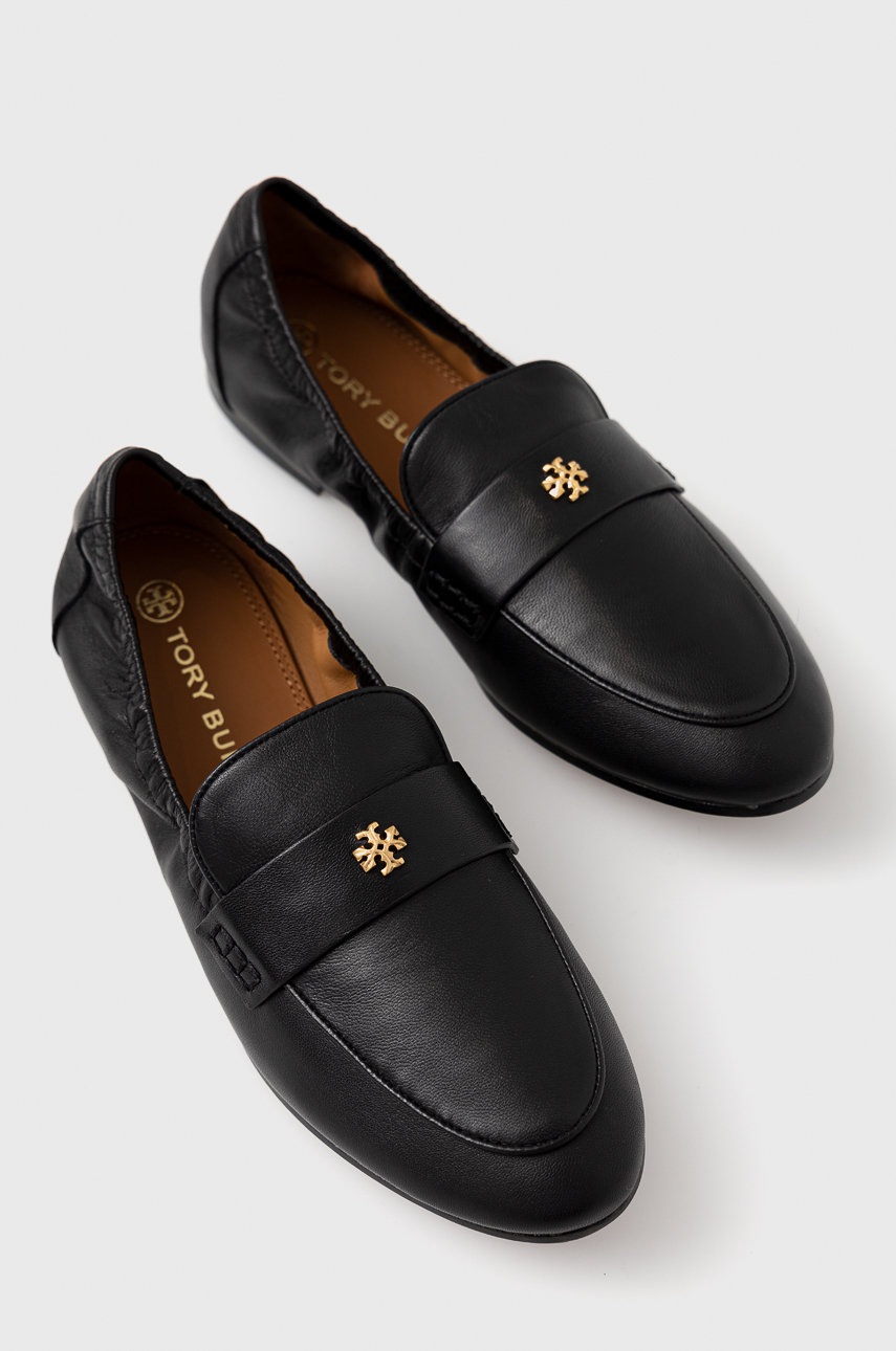 

Шкіряні мокасини Tory Burch жіночі колір чорний на плоскому ходу
