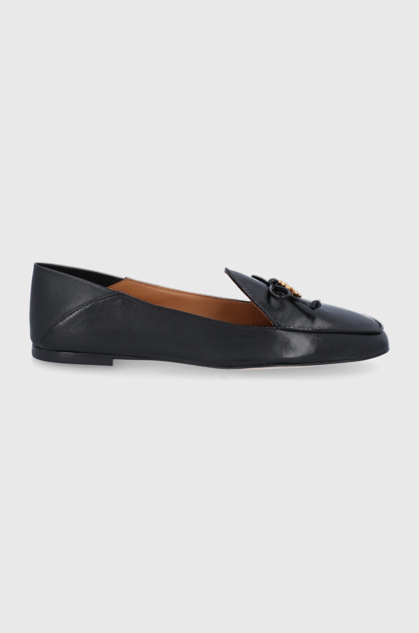 Tory Burch Mocasini De Piele Femei, Culoarea Negru, Cu Toc Plat