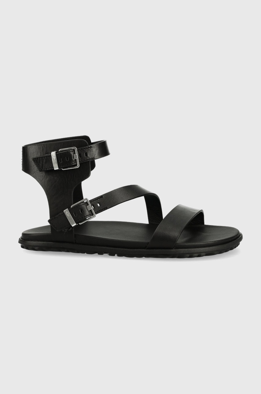 UGG sandale de piele Solivan Strap femei, culoarea negru