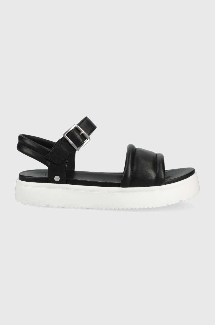 Ugg sandale de piele zayne ankle strap femei, culoarea negru