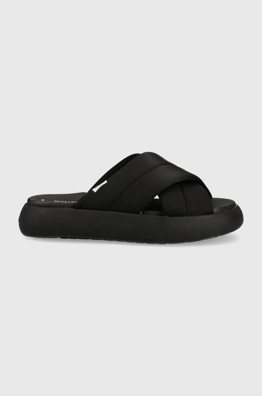 Toms Papuci Alpargata Mallow Femei, Culoarea Negru, Cu Platforma