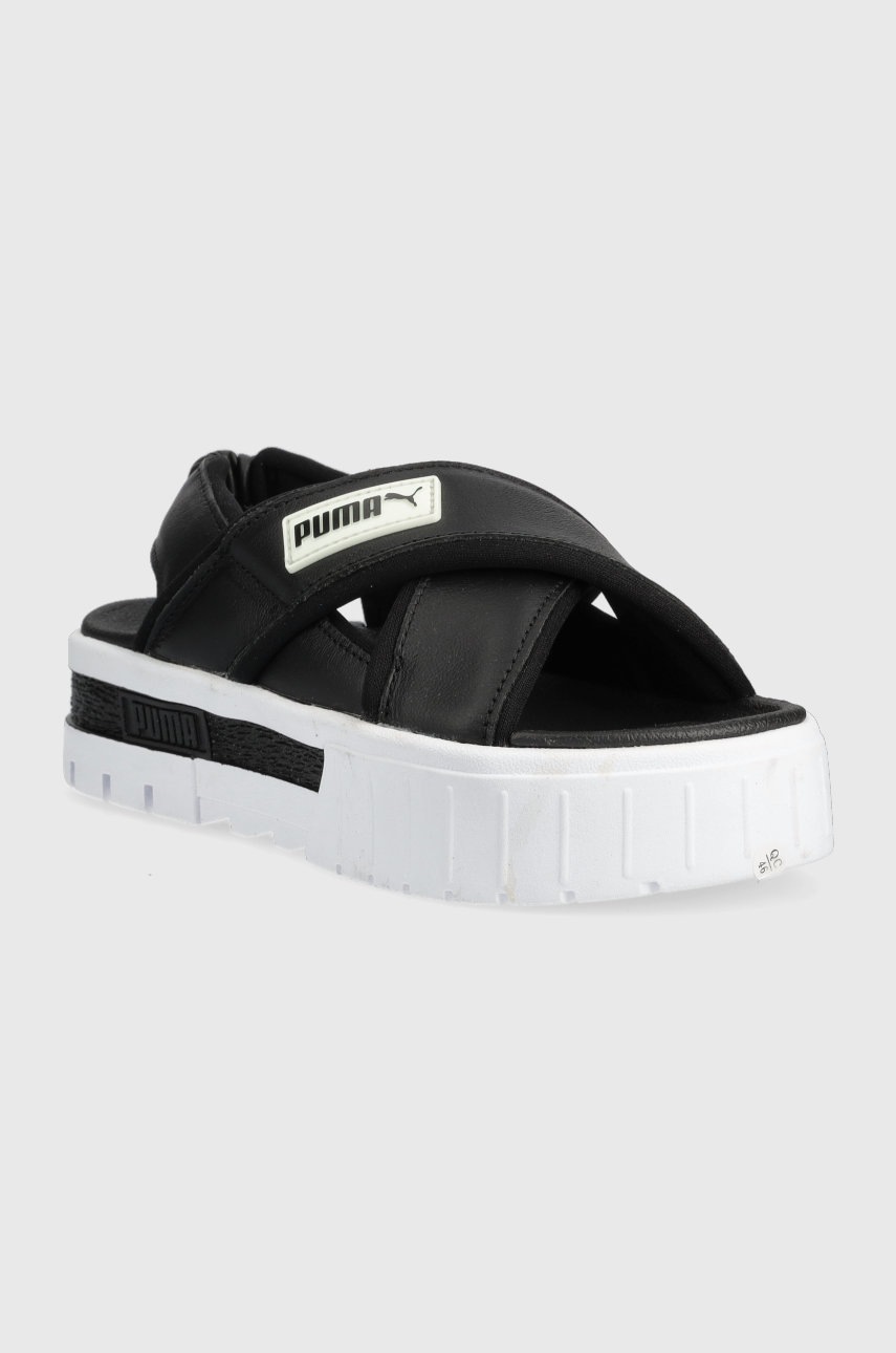 

Кожаные сандалии Puma Mayze Sandal L Wns женские цвет чёрный на платформе