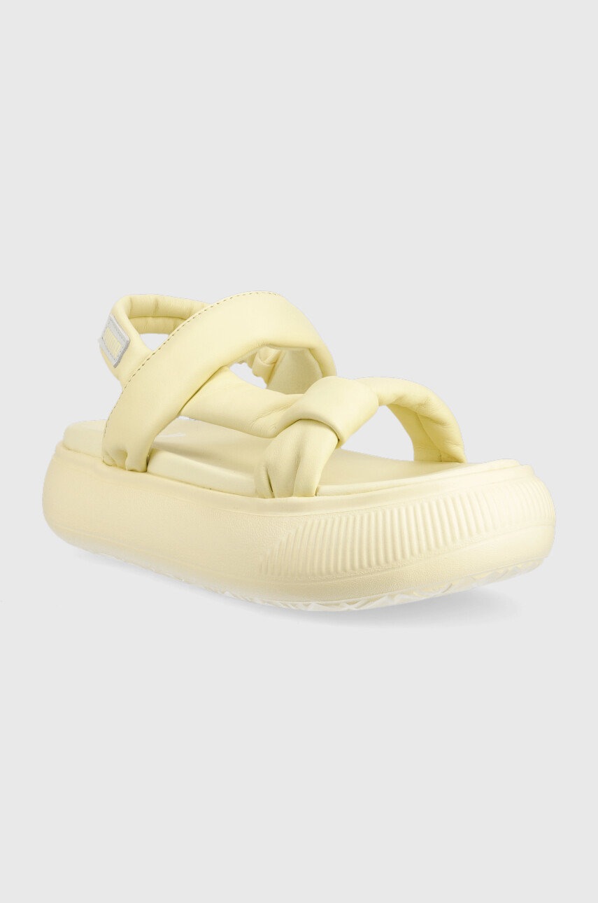 

Шкіряні сандалі Puma Suede Mayu Summer Wns жіночі колір жовтий на платформі
