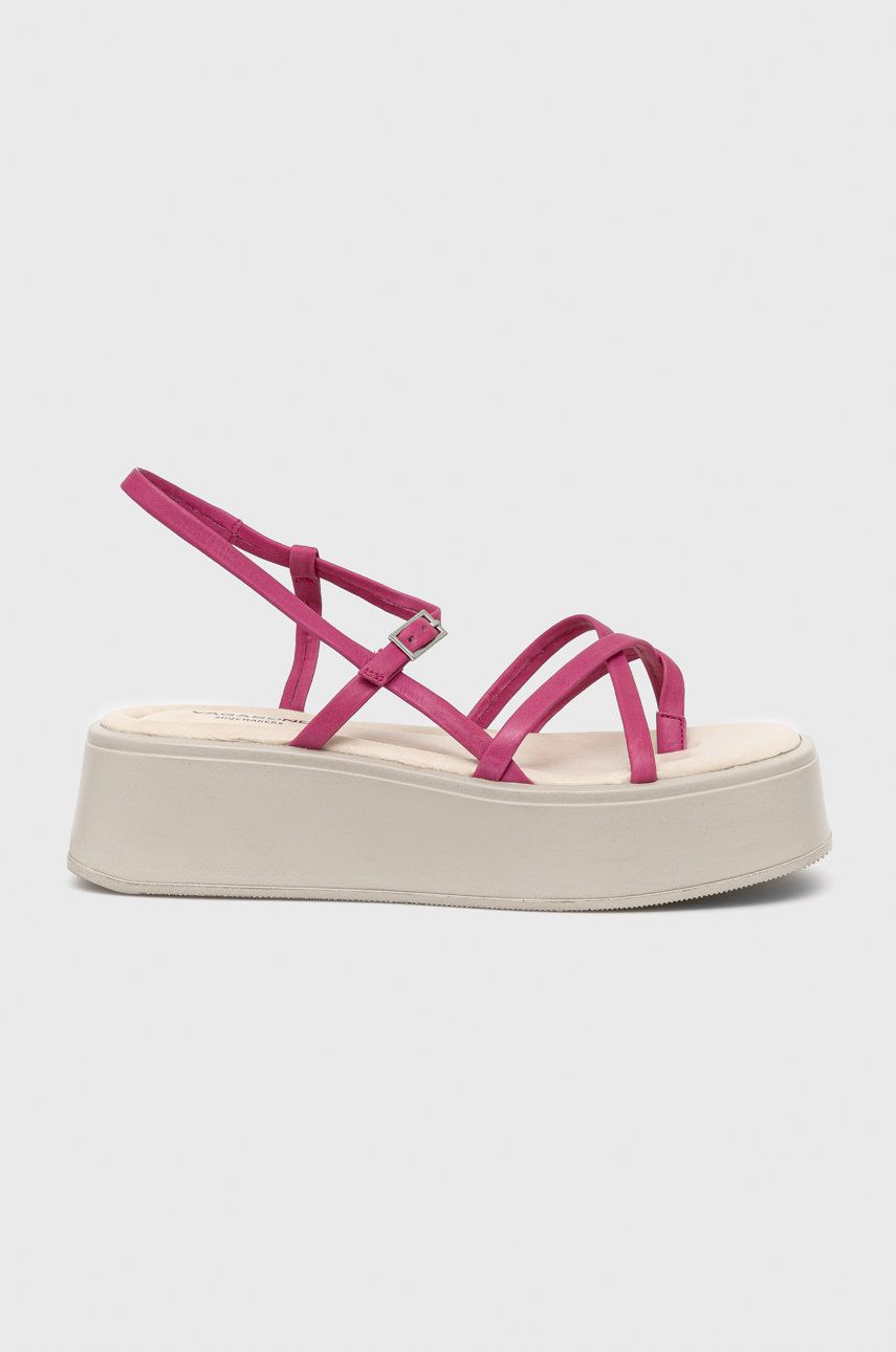 Levně Kožené sandály Vagabond Shoemakers Courtney dámské, růžová barva, na platformě