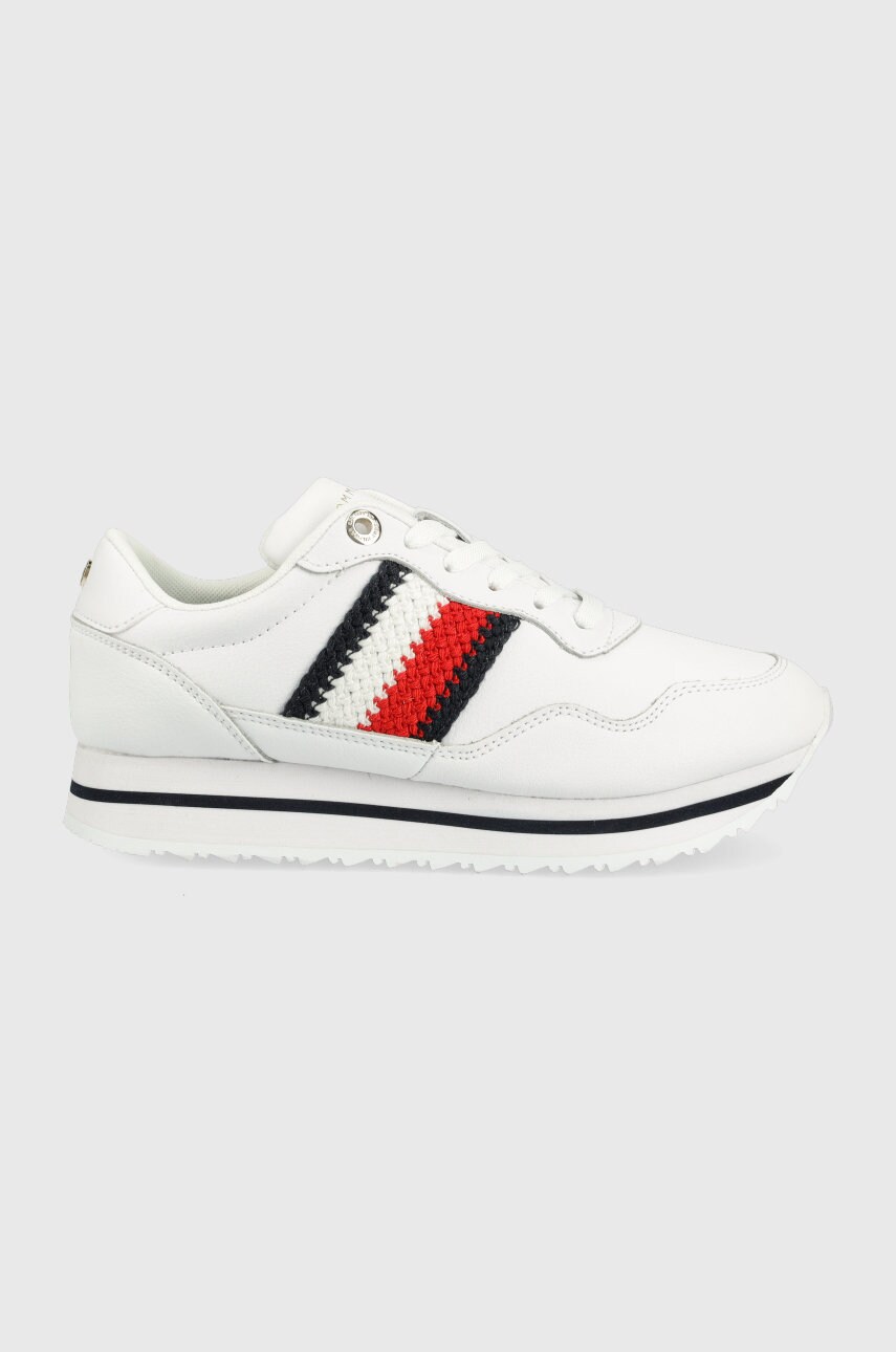 

Кожени маратонки Tommy Hilfiger в бяло, Бял
