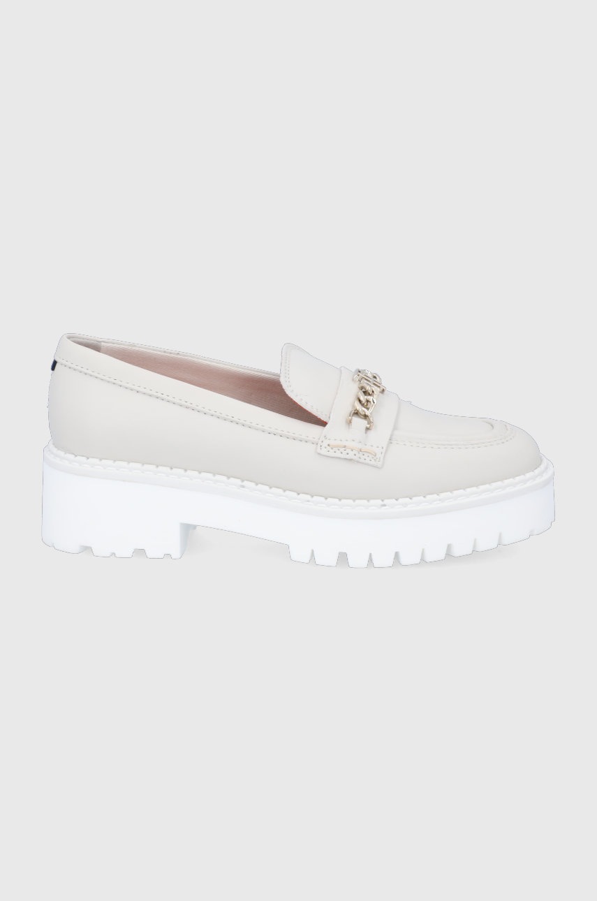 

Кожени мокасини Tommy Hilfiger дамско в бежово с платформа, Бежов
