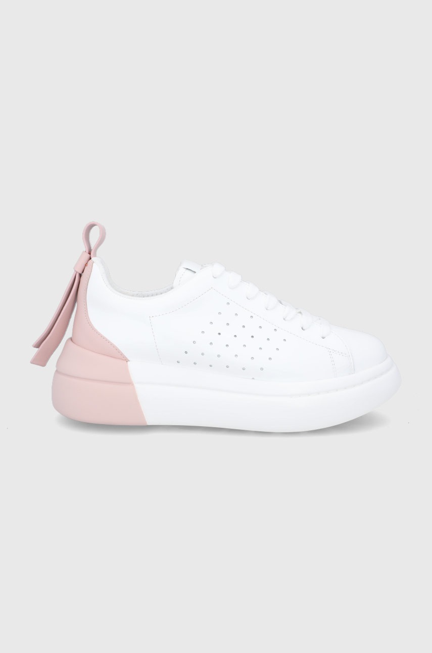 

Кожени обувки Red Valentino в бяло с платформа, Бял