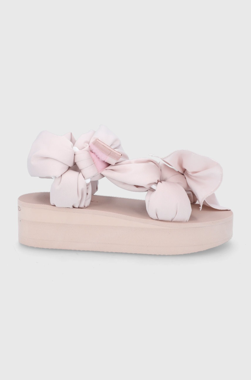 

Сандали Red Valentino дамски в бежово с платформа, Бежов
