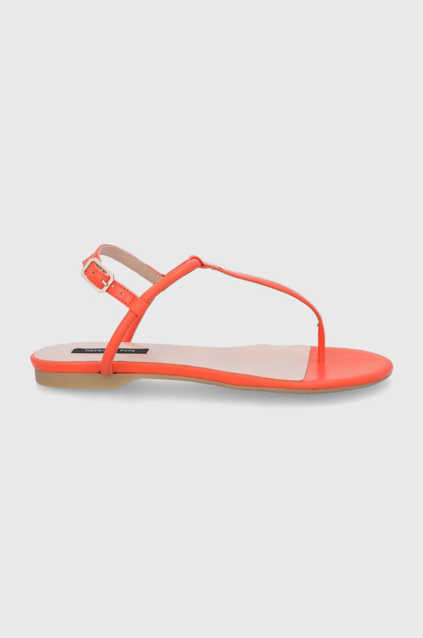 Kožené sandále Patrizia Pepe dámske, oranžová farba