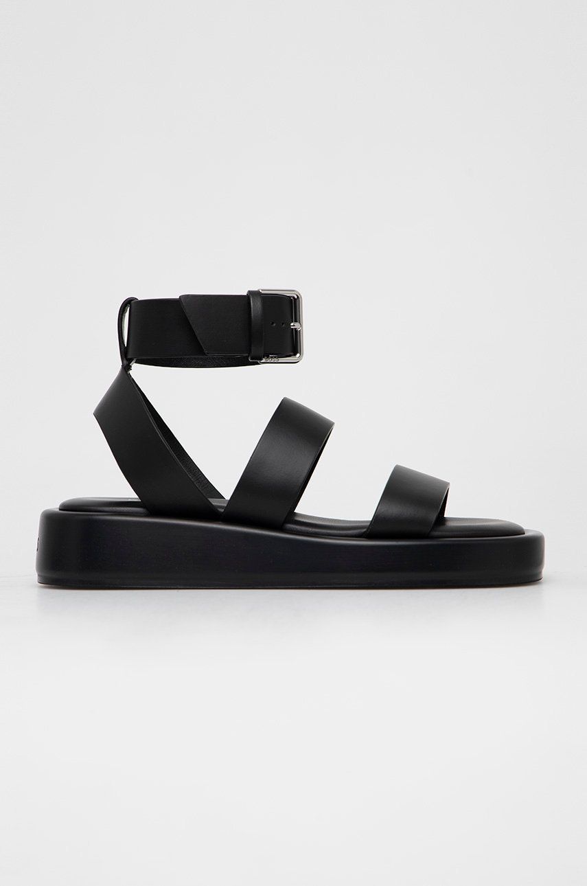 BOSS sandale de piele femei, culoarea negru, cu platforma Answear 2023-09-28