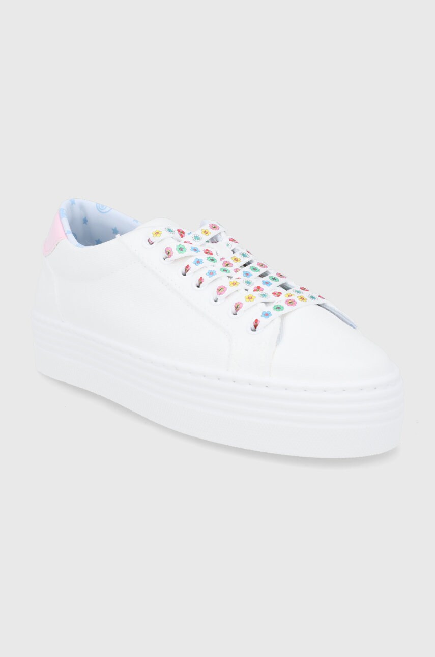 

Черевики Chiara Ferragni Tennis Eyestar Canvas колір білий на платформі