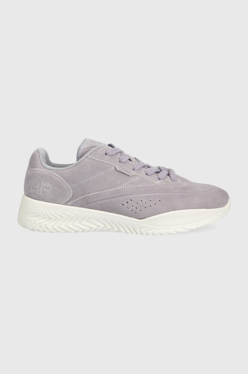 4f sneakers din piele intoarsă culoarea violet