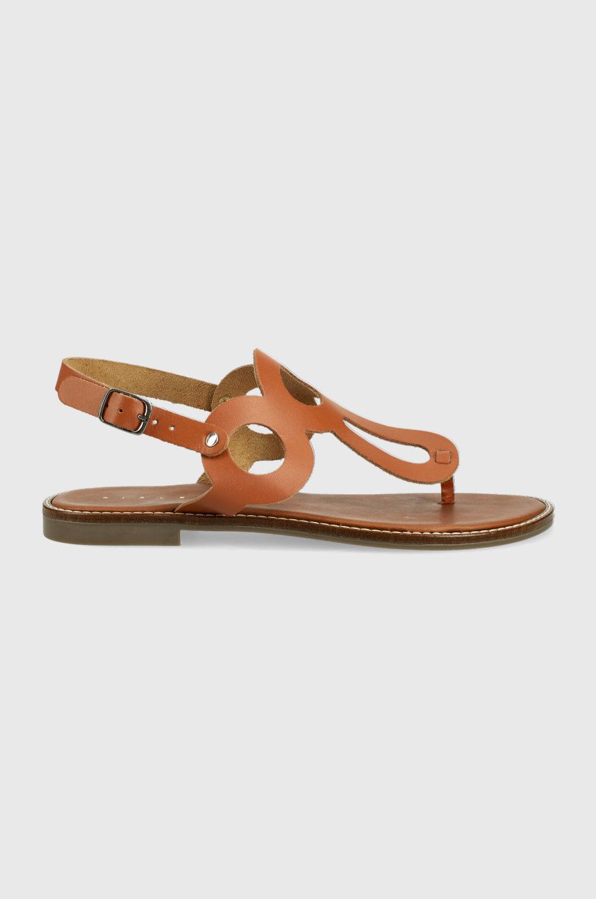 Sisley sandale de piele femei, culoarea maro answear.ro