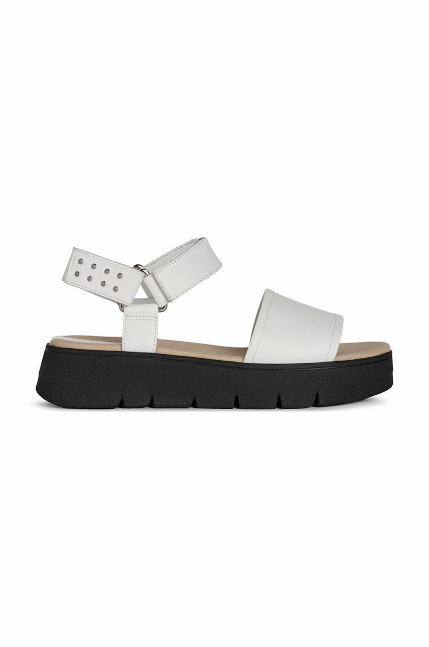 Geox sandale de piele femei, culoarea alb, cu platforma alb imagine promotii 2022