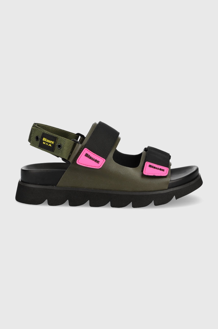 

Сандали Blauer в зелено с платформа, Зелен