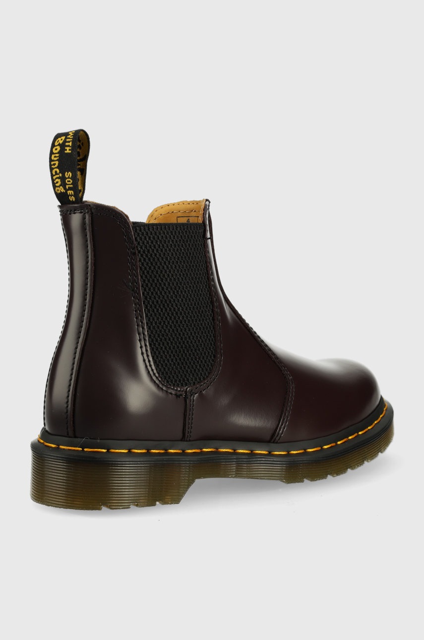 

Шкіряні черевики Dr. Martens жіночі колір бордовий на плоскому ходу