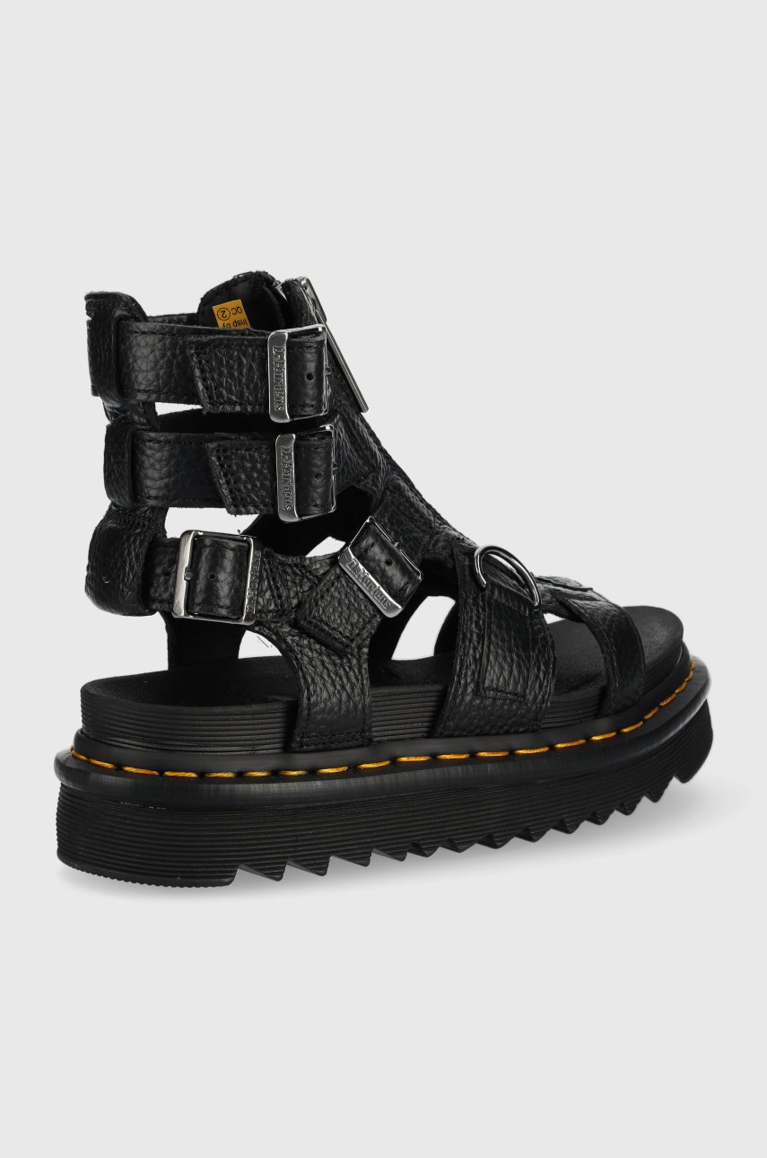 

Кожаные сандалии Dr. Martens женские цвет чёрный на платформе